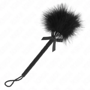 KINK Nylon Rope Wand with Tickle Feathers & Decorative Bow 25cm Black