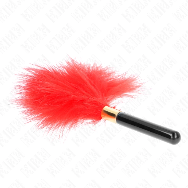 KINK Red Gold Feather Sensory Tickler 18cm - Elegantiška metalinė rankena