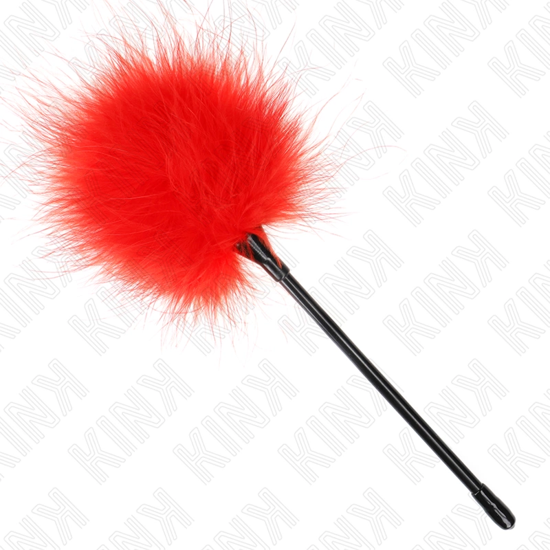 KINK Red Feather Sensory Tickler 27 cm - elegantiškas Bondage aksesuaras