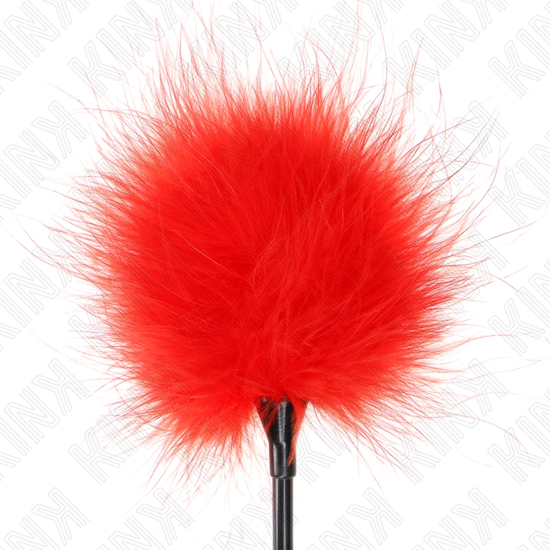 KINK Red Feather Sensory Tickler 27 cm - elegantiškas Bondage aksesuaras