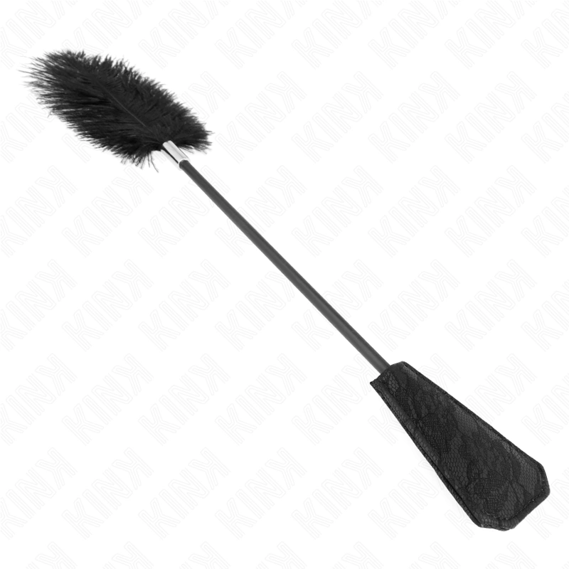 KINK Stručio plunksnų pakutenimo lazdelė su nėrinių rankena 56 cm - Black Elegance