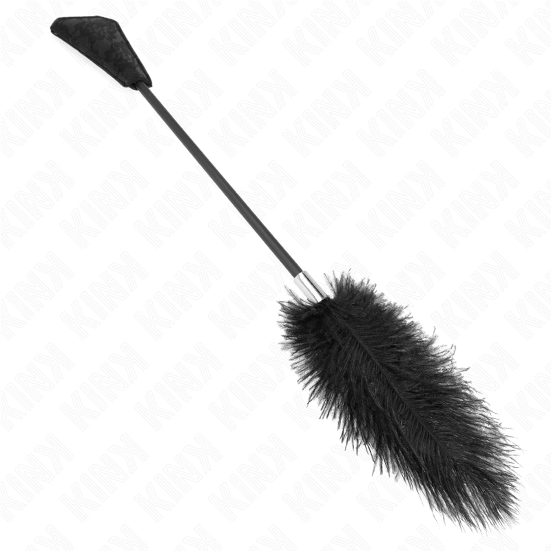 KINK Stručio plunksnų pakutenimo lazdelė su nėrinių rankena 56 cm - Black Elegance