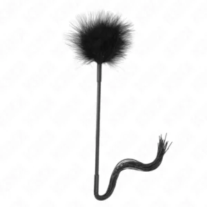 KINK silikono plunksnų erzinimo plakinys 47cm - Dual Sensation Black & Red
