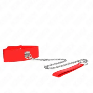 Kink Adjustable Red Collar with Wide Strap 33.5-41 cm, 65 cm Belt