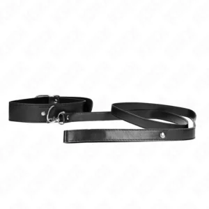 KINK Adjustable Black Collar and Leash Set, 116 cm Strap, 32-50 cm Fit