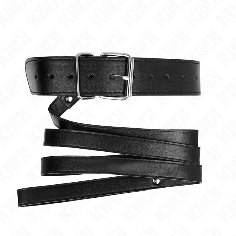 KINK Adjustable Black Collar and Leash Set, 116 cm Strap, 32-50 cm Fit