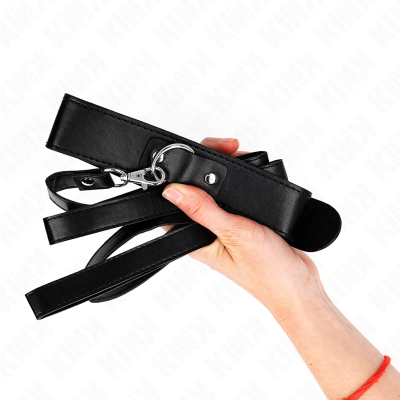 KINK Adjustable Black Collar and Leash Set, 116 cm Strap, 32-50 cm Fit