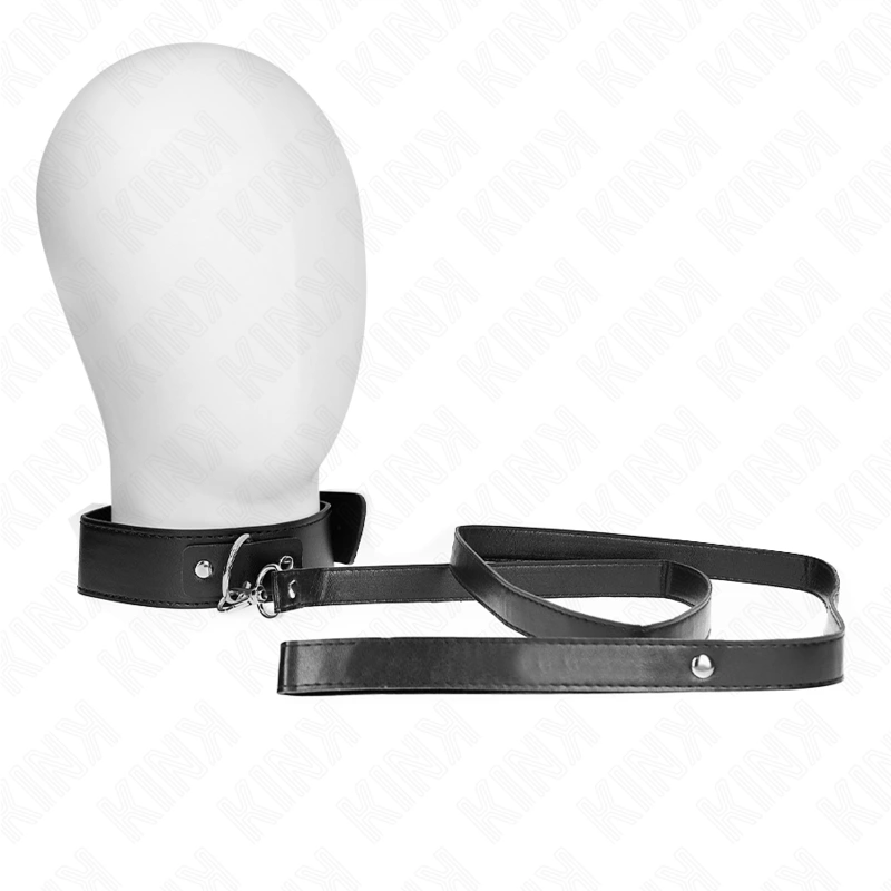 KINK Adjustable Black Collar and Leash Set, 116 cm Strap, 32-50 cm Fit