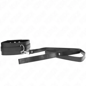 KINK Adjustable Collar with Leash 116cm Black Model 1 - Vegan Leather
