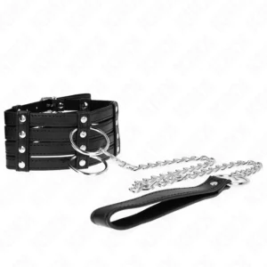 KINK Adjustable Collar and Leash Set 65cm - Elegant Vegan Leather, 35-51cm