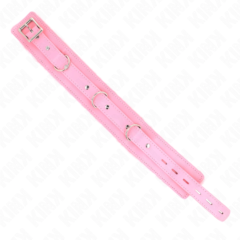 KINK Collar & Leash Set Pink 65cm - Adjustable Vegan Leather, 36-42cm
