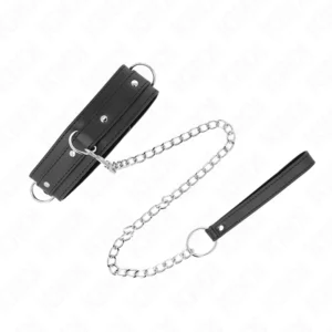 KINK Adjustable Collar with Leash 3-Ring Model, Black, 38-49 cm, 65 cm Leash