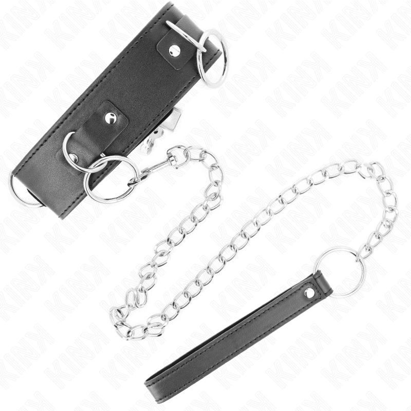 KINK Collar & Leash Set Model 2 - Adjustable 36-43 cm, 3 Rings, Black 65 cm