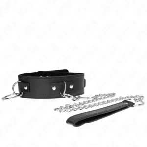 KINK Collar & Leash Set Model 2 - Adjustable 36-43 cm, 3 Rings, Black 65 cm