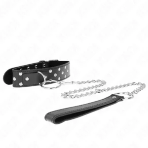 KINK Ring Rivet Strap Adjustable Leather Collar 65 cm Black 36-50 cm