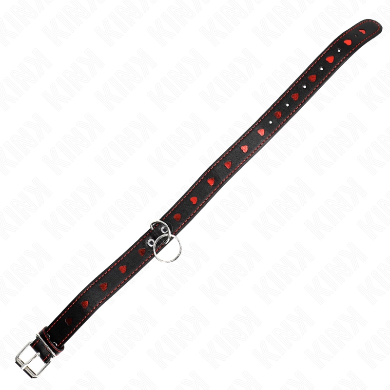 KINK Heart Detail Collar & Leash Set 65 cm - Elegant Black Vegan Leather