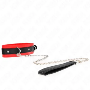 KINK Basic Model Collar with Leash Red 65cm, Adjustable 53x5cm
