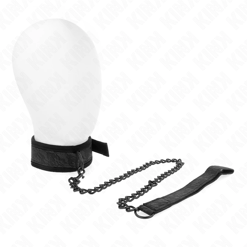 KINK Basic Model Adjustable Collar with Leash 77cm, Black, 34-54cm