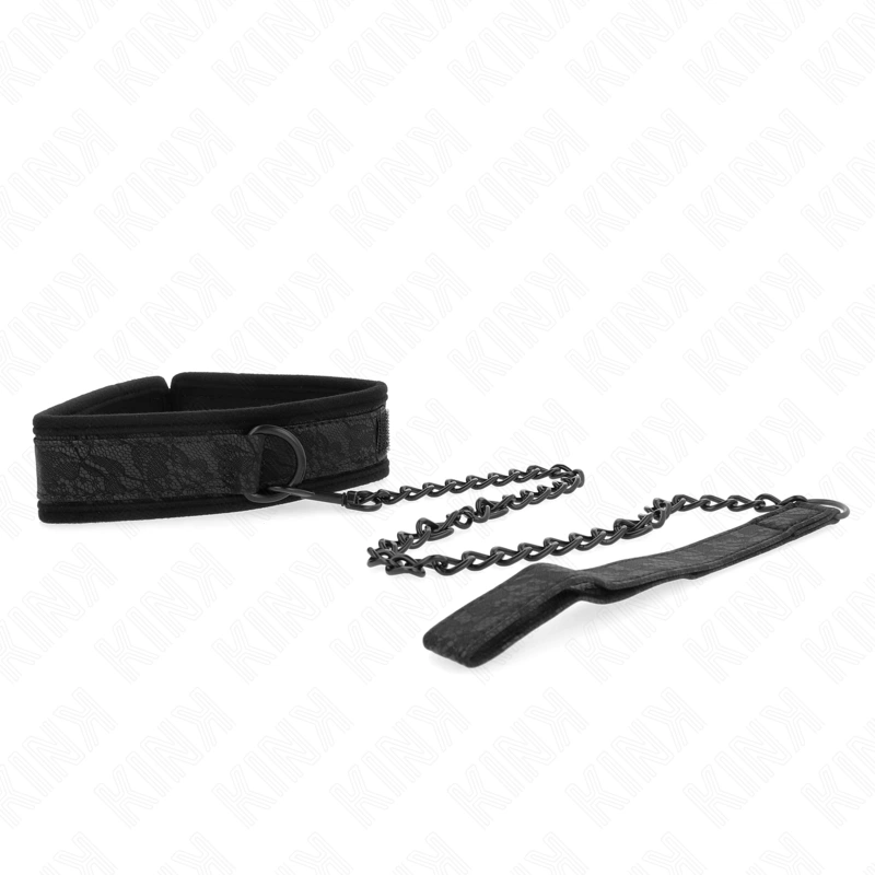 KINK Basic Model Adjustable Collar with Leash 77cm, Black, 34-54cm