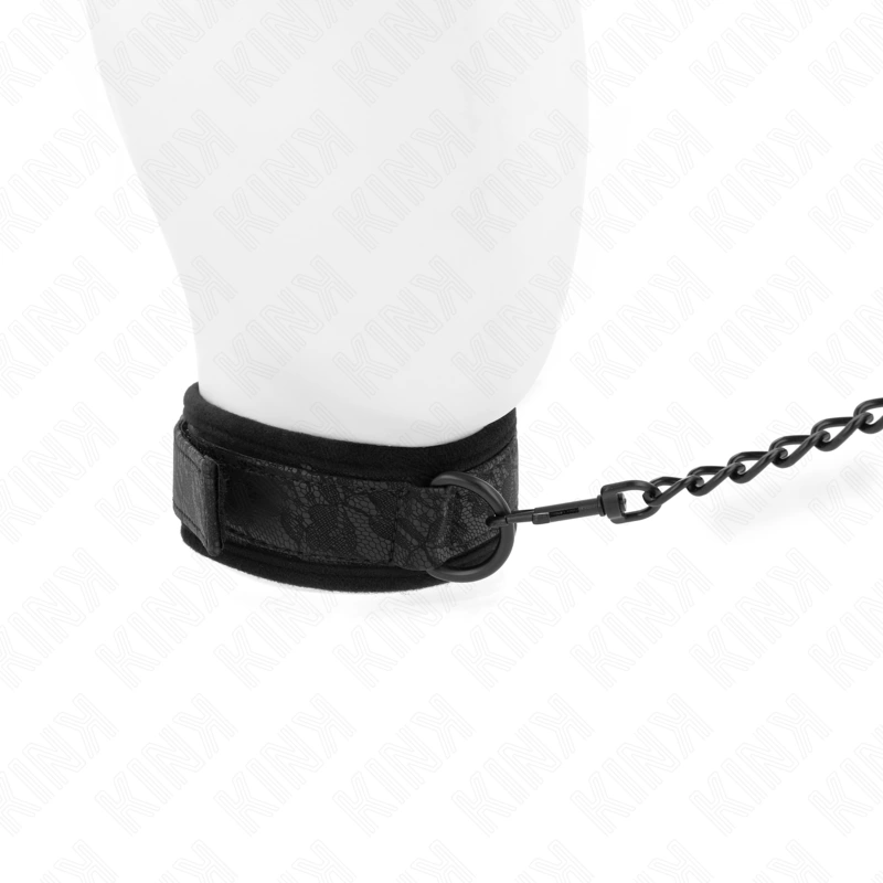 KINK Basic Model Adjustable Collar with Leash 77cm, Black, 34-54cm