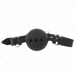 KINK Full Silicone Gag M, Black - Adjustable Strap, 4.5cm Ball, 55cm