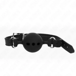 KINK Full Silicone Ball Gag Black L Adjustable 35-51 cm 5 cm Ball