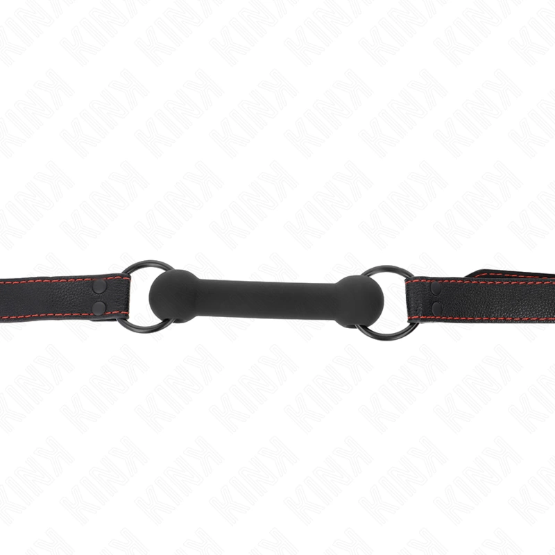 KINK Bone-Shaped Gag with Adjustable Vegan Leather Strap Black 41-57cm