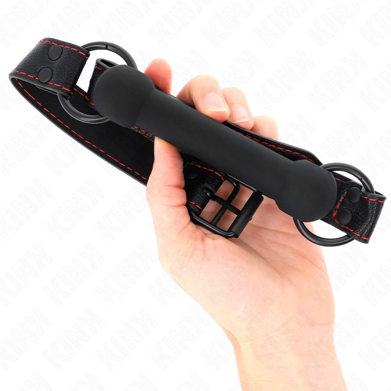 KINK Bone-Shaped Gag with Adjustable Vegan Leather Strap Black 41-57cm
