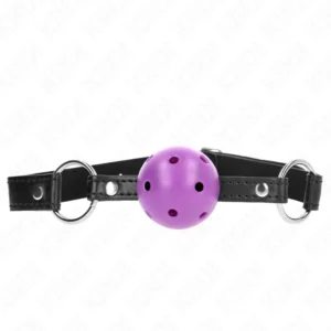 KINK Hollow Hard Ball Gag Purple 4.5 cm - Adjustable Silicone Strap 63.5 cm