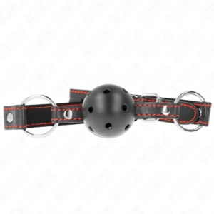 KINK Hollow Hard Black Ball Gag Model 2 - Adjustable 6.5cm Ball