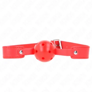 KINK Red Breathable Ball Gag 4.5 cm - Adjustable Silicone Strap 65 cm