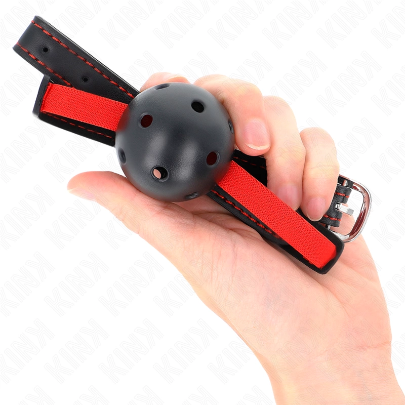 KINK Hollow Hard Mouth Gag 4.5 cm with Adjustable Elastic Strap Black