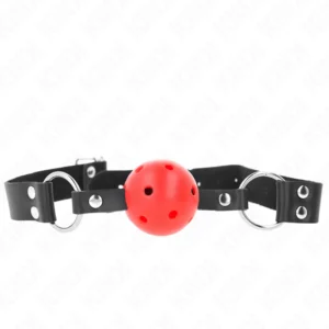 KINK Breathable Ball Gag 4cm Double Rivet Adjustable Red 42-58cm