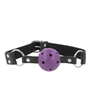 KINK Breathable Ball Gag 4cm Purple - Adjustable Double Rivet Strap 62.5cm