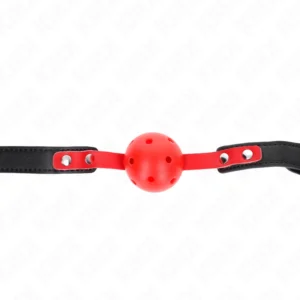 KINK Red Hollow Silicone Ball Gag 4cm with Adjustable Black Strap 37-52cm