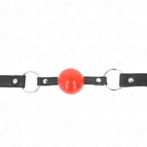 KINK Ball Gag 4cm Red Silicone Ball & Lock, Adjustable Black Strap 60cm