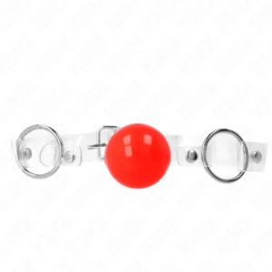KINK Adjustable 4cm Red Transparent PVC Ball Gag - Secure Comfort Fit