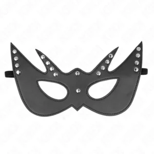 KINK Bat Mask with Rivets 23x15cm - Black Faux Leather Adjustable