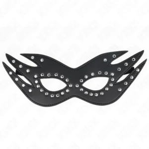 KINK Leatherette Mask with Rivets Model 3 - Elegant Black 26x9.5 cm