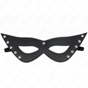 KINK 5 Rivets Eye Mask Black Vegan Leather 28x8cm Adjustable Strap