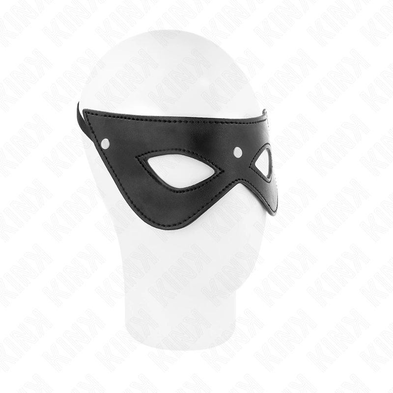KINK 3 Rivets Eye Mask - Black Vegan Leather, Adjustable, 24x9cm