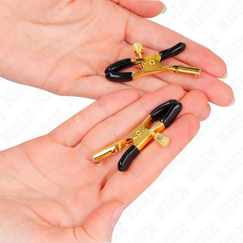 KINK Gold spenelių spaustukai 6 cm - Reguliuojamas metalinis dizainas su grandinėle