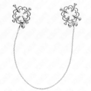 KINK Metal Flower Adjustable Nipple Clamps with Decorative Chain - Silver Finish