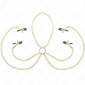 KINK Adjustable Gold Nipple & Clitoral Clamp Set - 4-Piece, Metal Design