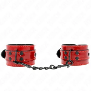 KINK Dark Red Leather Wrist Cuffs 23x5 cm - Adjustable Comfort System