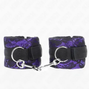 KINK Velvet & Lace Wrist Restraints Nylon Bind Purple/Black 23x6.5cm