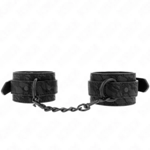 KINK Dark Lace Adjustable Wrist Cuffs Black 19-26 cm - Elegant Bondage Restraint
