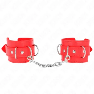 KINK Adjustable Red Wrist Restraints with 3 D-Rings 17.5-25cm x 6cm