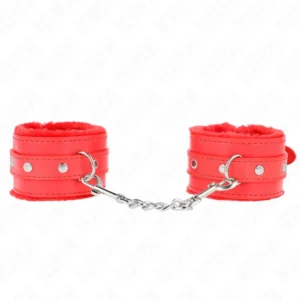 KINK Premium Fur Lined Adjustable Wrist Restraints Red 17-29cm