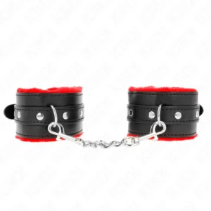 KINK Premium Fur-Lined Adjustable Wrist Restraints Red-Black 17-29cm